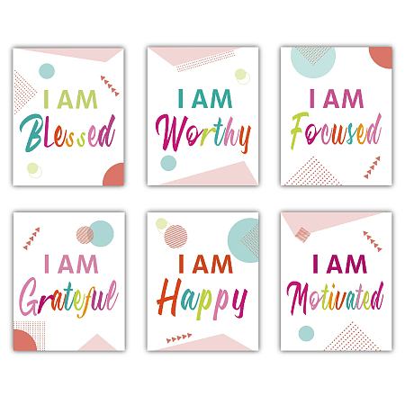 CREATCABIN Colorful Wall Art Prints Paper Set of 6 Inspirational Motivational Poster Positive Quotes Daily Affirmations Modern for Room Home Office Decor Unframed 8x10inch