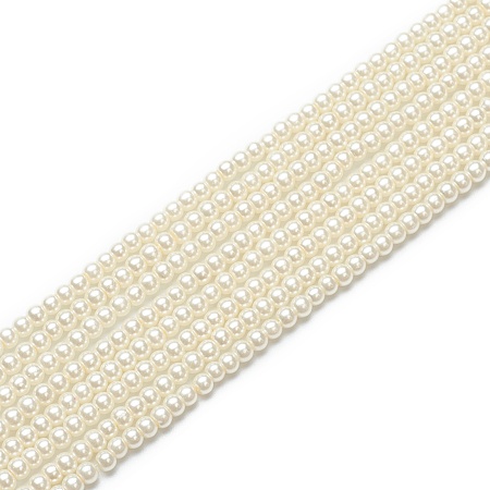 Arricraft Glass Pearl Beads Strands, Pearlized, Round, Creamy White, 3.5mm, Hole: 1mm, about 254pcs/strand, 22.64 inch(57.5cm)