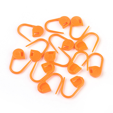Honeyhandy Eco-Friendly ABS Plastic Knitting Crochet Locking Stitch Markers Holder, Orange, 22x11x3mm, Pin: 1mm