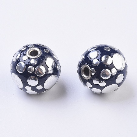 Honeyhandy Handmade Indonesia Beads, with Metal Findings, Round, Black, 24mm, Hole: 3.5mm