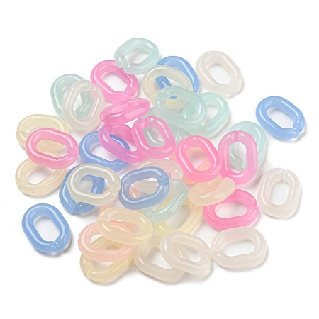 Imitation Jelly Acrylic Linking Rings, Quick Link Connectors, for Cable Chain Making, Oval, Mixed Color, 19x14x4.5mm, Inner Diameter: 11x16mm, about 769pcs/500g
