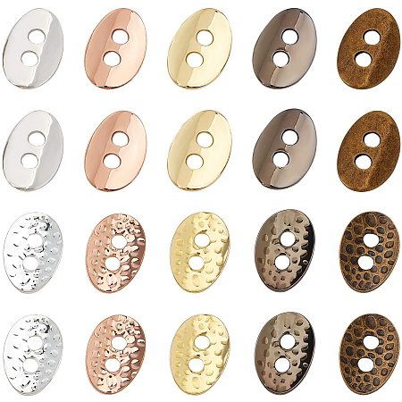 Pandahall Elite 200 Pieces Brass 2 Hole Buttons Oval Craft Buttons Mixed Color for Sewing DIY Crafts and Jewelry Making - 14x10mm