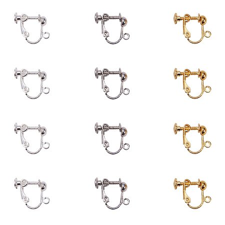 NBEADS 100 PCS Random Mixed Color Screw Back Clip Earring Converter with Open Loop for Non-Pierced Earring Making