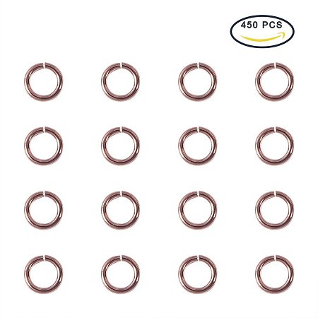 PandaHall Elite Rose Gold Brass Jump Rings Close but Unsoldered Silver Diameter 6mm Jewelry Making Findings, about 450pcs/bag