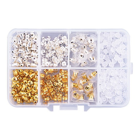 PandaHall Elite 5 Style Brass and Plastic Earnut Earring Studs Sets Mixed Colors in One Box for Jewelry Making, about 320pcs/box