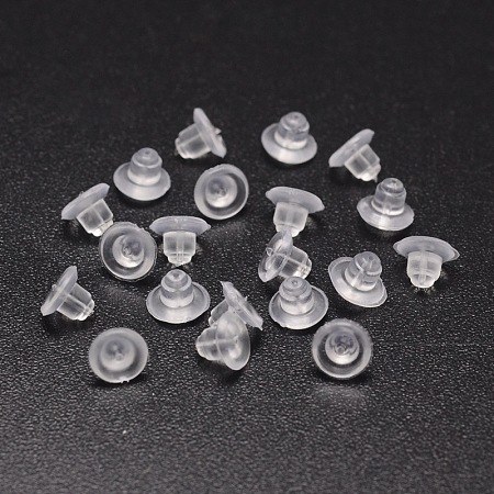 Honeyhandy Eco-Friendly Plastic Ear Nuts, Bullet Bullet Clutch Earring Backs with Pad, for Stablizing Heavy Post Earrings, Clear, 5x7m, Hole: 0.8mm, about 10000pcs/bag