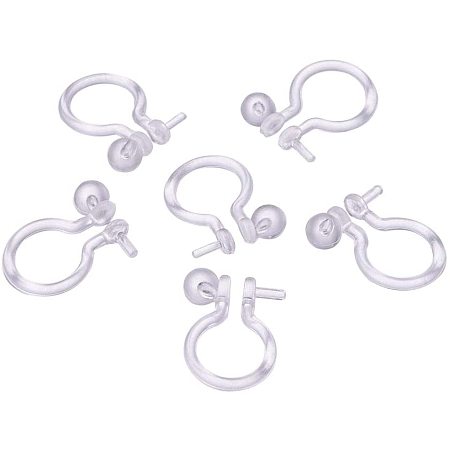 Pandahall Elite 200 Pcs Clear Plastic Clip-on Earring Converter Component Cup Pin Pearl Setting Ear Stud for Non-Pierced Ears
