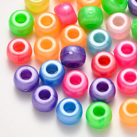 Arricraft Plastic Pearlized Beads, Barrel, Mixed Color, 9x6mm, Hole: 3.5mm, about 1900pcs/500g.