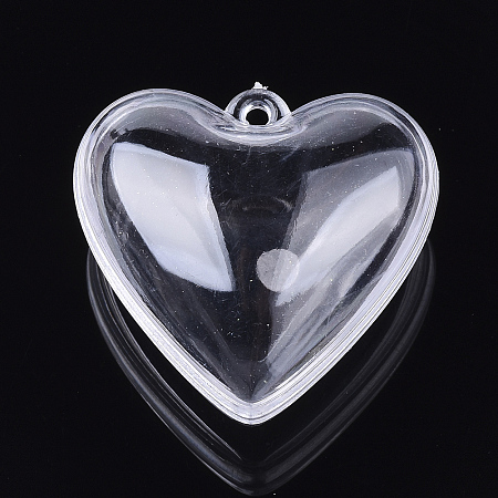 Honeyhandy Openable Transparent Plastic Pendants, Fillable Plastic Bauble Christmas Ornament, Heart, Clear, 29x30x18mm, Hole: 1.8mm, Inner Diameter: 21x26mm