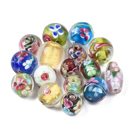ARRICRAFT Handmade Lampwork Beads, Mixed Shapes, Mixed Color, 10.5~18.5x9.5~14mm, Hole: 1.6~2mm, about 24pcs/bag