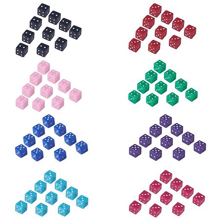 NBEADS 320 Pcs Acrylic Dice Spacer Beads with 1.5mm Hole, 8 Assorted Colors Plastic Cube Shape Loose Beads White Dots Cube Dice Craft Beads for Bracelets Necklaces Key Chains DIY Jewlery Making