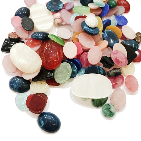 Honeyhandy Acrylic & Glass Cabochons, Mixed Shapes, Mixed Color, 8~35x6~21x3~9mm, 1000g/bag