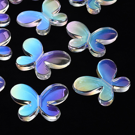 Honeyhandy Transparent Acrylic Beads, AB Color, Butterfly, Clear AB, 34x44x8mm, Hole: 3mm