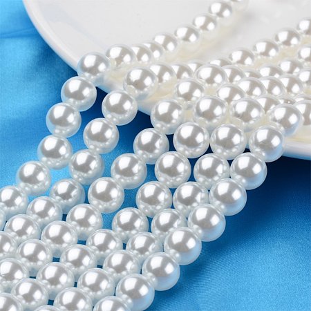 NBEADS 500g ABS Imitation Pearl Acrylic Round Beads, White, 8mm, Hole: 2mm; about 1900pcs/500g