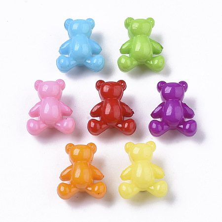 Opaque Acrylic Beads, Bear, Mixed Color, 13.5x11.5x7.5mm, Hole: 2.5mm, about 220pcs/100g