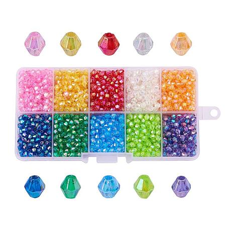 ARRICRAFT 1 Box (about 2500pcs) 10 Color Crystal Bicone Beads Faceted Acrylic Beads Assortment Lot for Jewelry Making