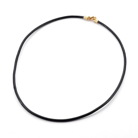 Honeyhandy Leather Cord Necklace Making, with 304 Stainless Steel Lobster Claw Clasps, Golden, Black, 18.4 inch(46.8cm), 3mm