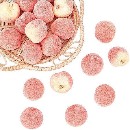 Pandahall Elite 20pcs Peach Charms Pendants Fruit Simulation Pendants Pink Peach Charms with Connector Ring for Summer Style Bracelet Earrings Necklace Jewelry Making Keychain, 23x21x19mm