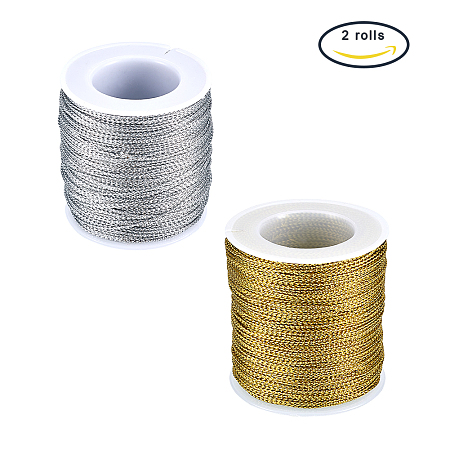 PandaHall Elite Mixed Color Diameter 2mm Jewelry Braided Thread Metallic Cords, about 100m/roll