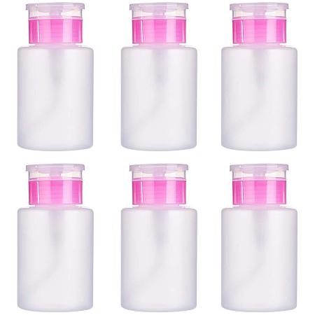 BENECREAT 6 Pack 150ml Push Down Empty Bottle Nail Polish Makeup Remover Pump Dispenser Bottles for Alcohol, Acetone and Cleansing Liquid