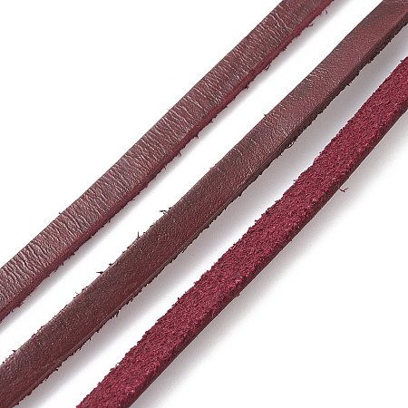 Honeyhandy Flat Cowhide Cord, for Necklace & Bracelet Making Accessories, Brown, 6x2mm