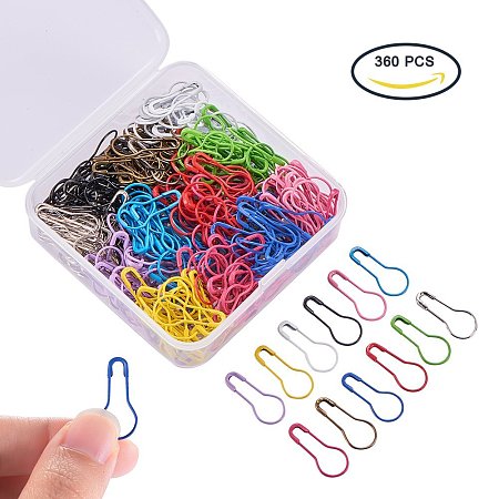 BENECREAT 360PCS 12 Colors Bulb Pins Gourd Safety Pins Metal Calabash Pins with Storage Box for DIY Craft Making and Clothing, Knitting Stitch Marker