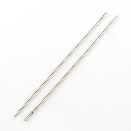 Honeyhandy Stainless Steel Beading Needles Pins, Stainless Steel Color, 150x1.8mm, Hole: 7x1mm