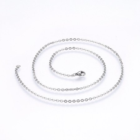 Honeyhandy 304 Stainless Steel Cable Chains Necklaces, with Lobster Claw Clasps, Stainless Steel Color, 17.7 inch(45cm), 1.2mm