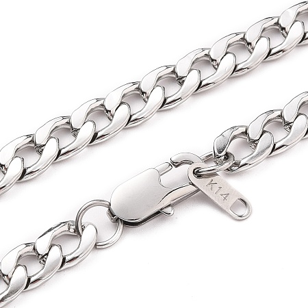 Honeyhandy Men's 304 Stainless Steel Cuban Link Chain Necklaces, Chunky Chain Necklaces, with Lobster Claw Clasps, Stainless Steel Color, 20-1/4 inch(51.5cm)