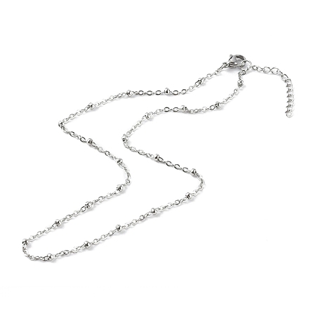 Honeyhandy 304 Stainless Steel Satellite Chain Necklaces, with Lobster Claw Clasps, Stainless Steel Color, 15.74 inch(40cm)