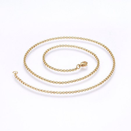 Honeyhandy 304 Stainless Steel Cable Chain Necklaces, Golden, 17.71 inch(45cm), 2mm