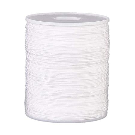 BENECREAT 0.8mm 275M (300 Yards) Nylon Satin Thread Rattail Trim Cord for Beading, Chinese Knot Macrame, Jewelry Making and Sewing - White