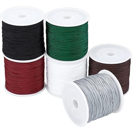 Pandahall Elite 600 Yards Nylon Beading Cord, 6 Colors 0.8mm Braided Nylon Thread Chinese Knotting Cord Kumihimo Beading String for Necklace Bracelet Beading Kumihimo Chinese Knot