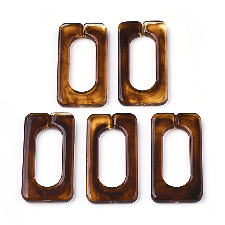 Honeyhandy Acrylic Linking Rings, Quick Link Connectors, for Cross Chains Making, Imitation Gemstone Style, Rectangle, Coconut Brown, 43.5x23x4.5mm, Inner Diameter: 30x12mm, about 147pcs/500g