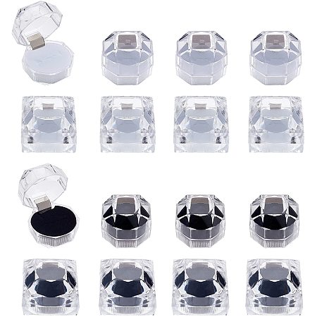 FINGERINSPIRE 16 Pcs Clear Crystal Ring Gift Boxes Octagon & Square ...