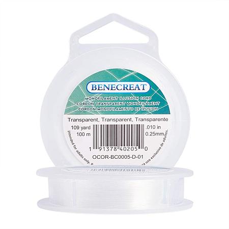 BENECREAT 100m 0.25mm Fishing Nylon Beading Thread Wire for Hanging, Bracelet and Jewelry Making