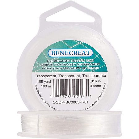 BENECREAT 100m 0.4mm Fishing Nylon Beading Thread Wire for Hanging, Bracelet and Jewelry Making