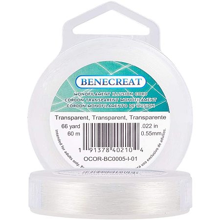 BENECREAT 60m 0.55mm Fishing Nylon Beading Thread Wire for Hanging, Bracelet and Jewelry Making