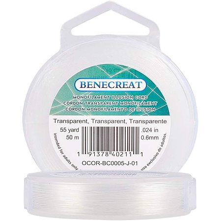 BENECREAT 50m 0.6mm Fishing Nylon Beading Thread Wire for Hanging, Bracelet and Jewelry Making