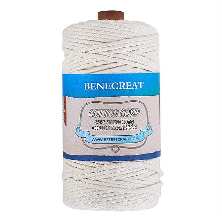 BENECREAT 3mm x 110 Yards(328 ft.) Macrame Cord 100% Natural Cotton Rope 4-Strand Twisted Cotton Cord for Handmade Plant Hanger Wall Hanging Craft Making