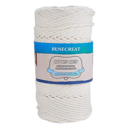 BENECREAT 4mm x 110 Yards(328 ft.) Macrame Cord 100% Natural Cotton Rope 4-Strand Twisted Cotton Cord for Handmade Plant Hanger Wall Hanging Craft Making