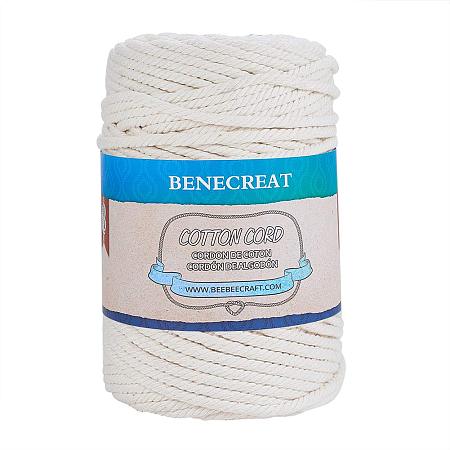BENECREAT 5mm x 110 Yards(328 ft.) Macrame Cord 100% Natural Cotton Rope 4-Strand Twisted Cotton Cord for Handmade Plant Hanger Wall Hanging Craft Making