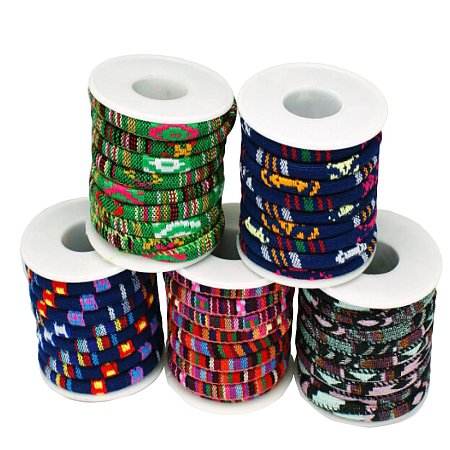 ARRICRAFT 2 Rolls (5yards/Roll) 6mm Mixed Color Rope Cloth Ethnic Cords for Bracelet Making