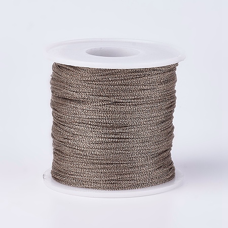 Honeyhandy Polyester Metallic Thread, Coconut Brown, 1mm, about 100m/roll(109.36yards/roll)