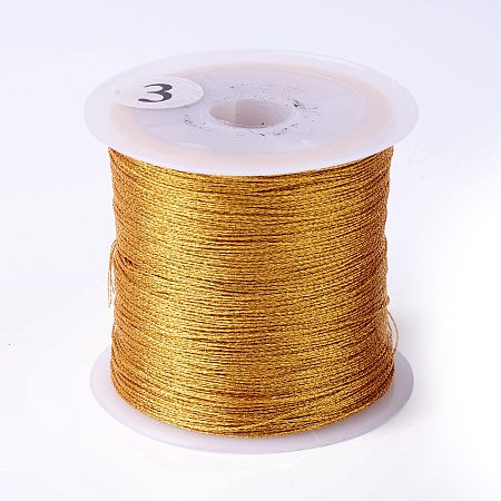 3-Ply Metallic Cord, for Jewelry Making, Round, Goldenrod, 0.2mm, about 109.36 Yards(100m)/Roll