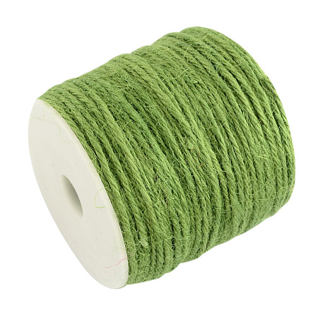 Honeyhandy Colored Jute Cord, Jute String, Jute Twine, 3-Ply, for Jewelry Making, Yellow Green, 2mm, about 109.36 yards(100m)/roll