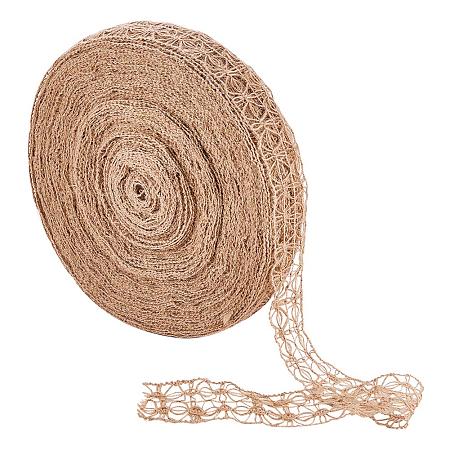 PandaHall Elite 50 Yard Hollow Burlap Ribbon Lace Trim Jute Ribbon Roll Spool for Arts and Crafts, DIY Wedding Home Decorations and Gift Wrap, 40mm/ 1.57 inches Wide