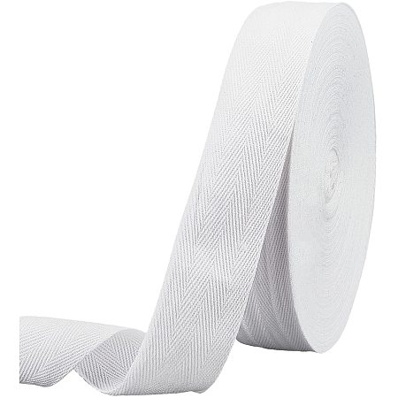 NBEADS 49 Yards(45m)/Roll Cotton Tape Ribbons, Herringbone Cotton Webbings, 40mm Wide Flat Cotton Herringbone Cords for Home Decor, Wrapping Gifts, Sewing DIY Crafts, White