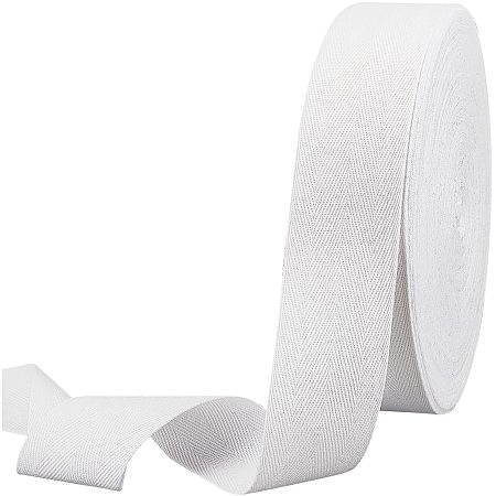 NBEADS 49 Yards(45m)/Roll Cotton Tape Ribbons, Herringbone Cotton Webbings, 50mm Wide Flat Cotton Herringbone Cords for Home Decor, Wrapping Gifts, Sewing DIY Crafts, White