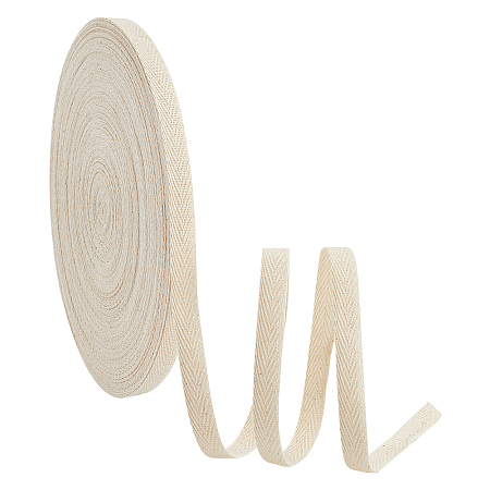 NBEADS Flat Polycotton Twill Tape Ribbon, Herringbone Ribbon, Cornsilk, 10x0.6mm